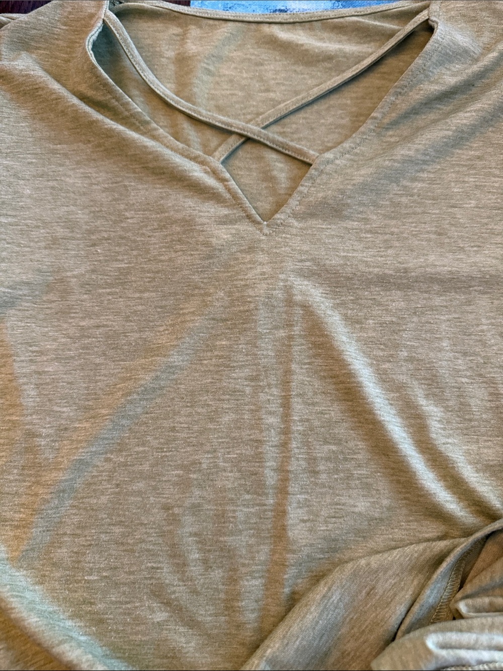 Heather Gray Crisscross V-Neck Top